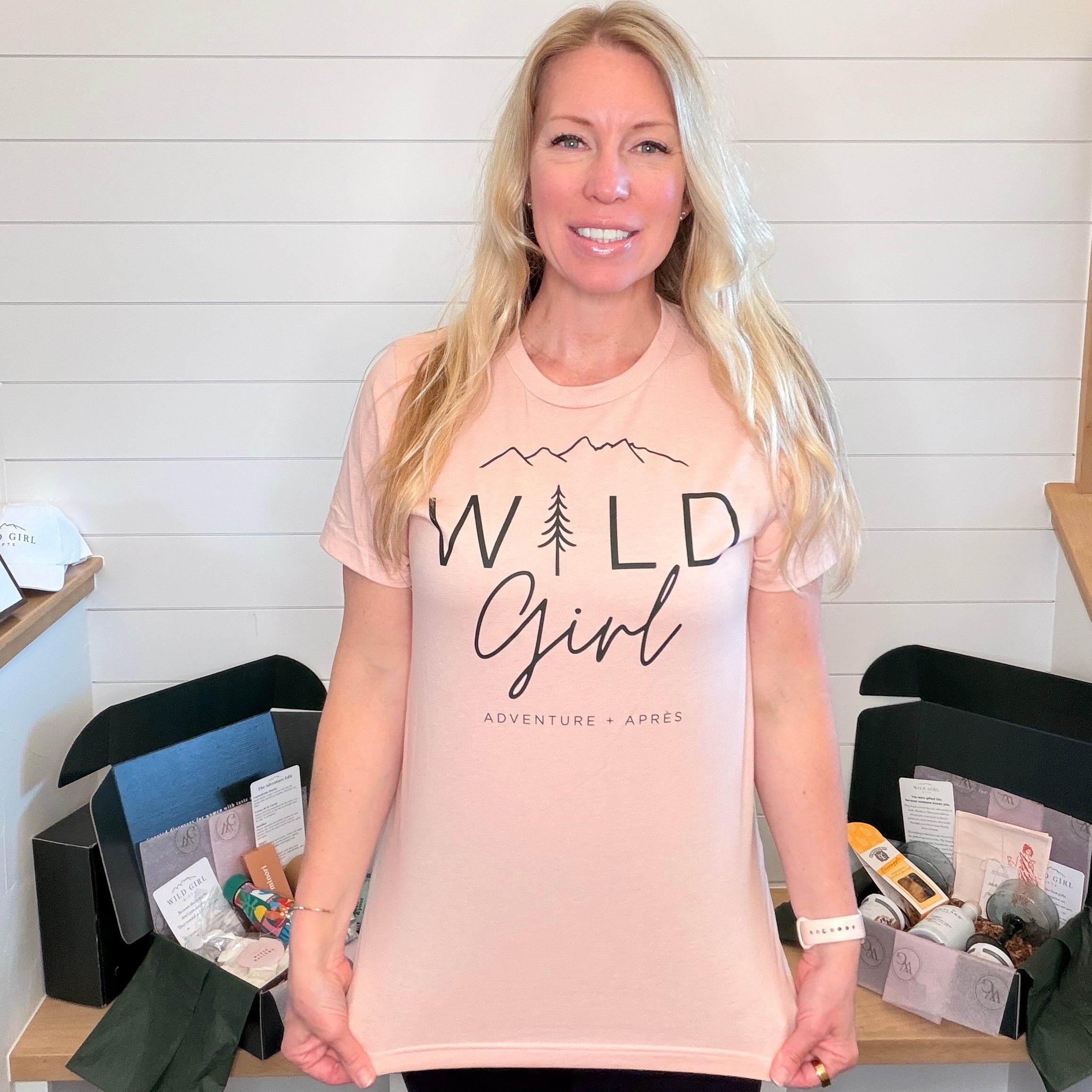 Kim in Wild Girl Salmon-Colored Tee