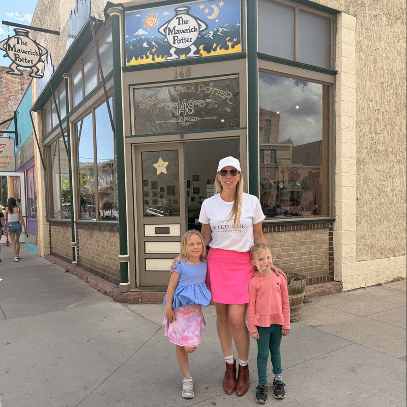 Kim and her two daughters outside The Maverick Potter on North F Street in Salida, Colorado.